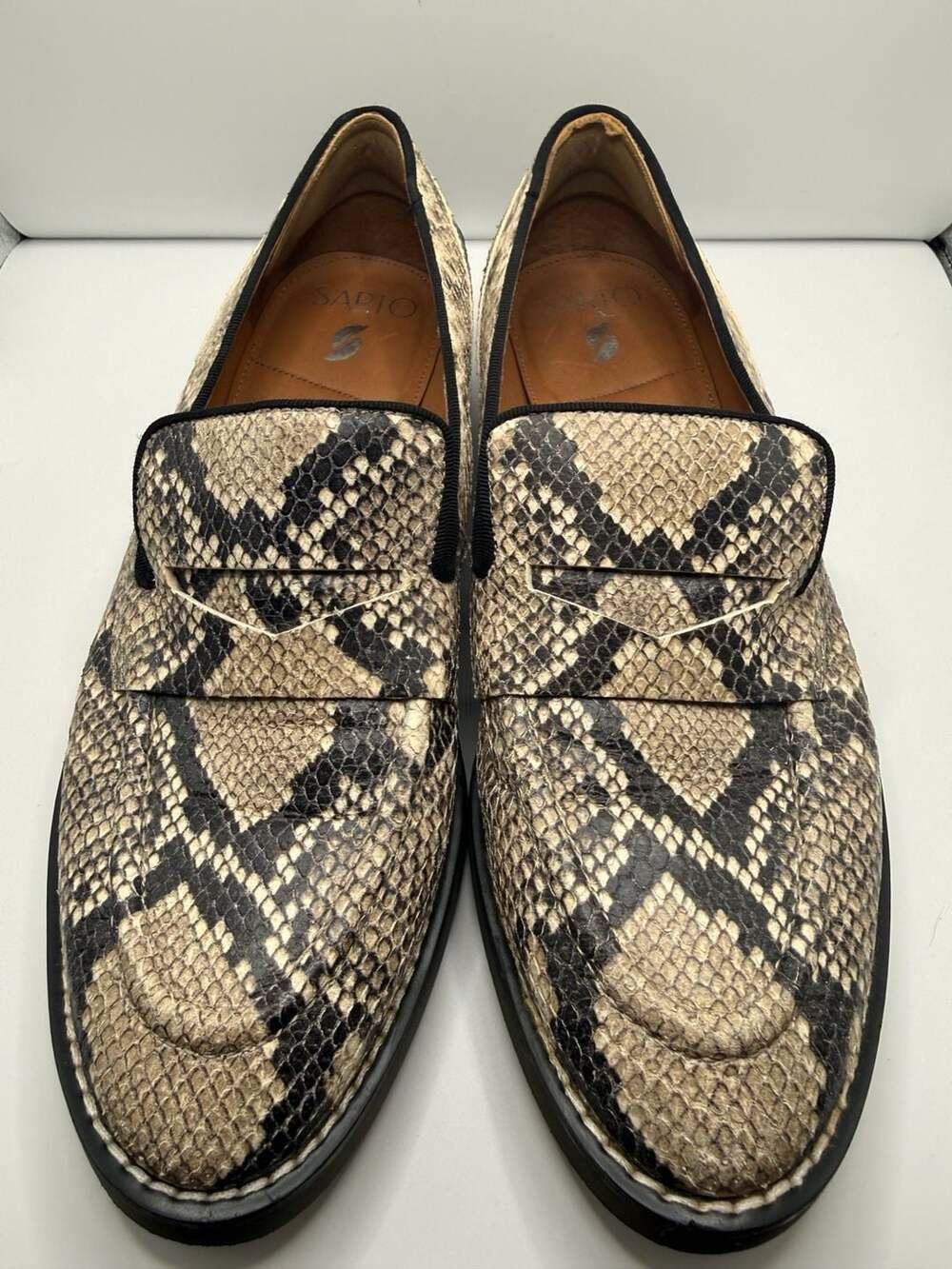 Franco Sarto Snake Print Lug Sole Penny Loafers